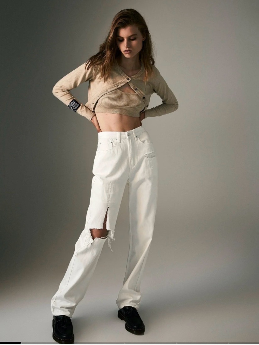 Ksubi White Distressed Boyfriend Jeans Super High Rise, relaxed fit NWT size 28
